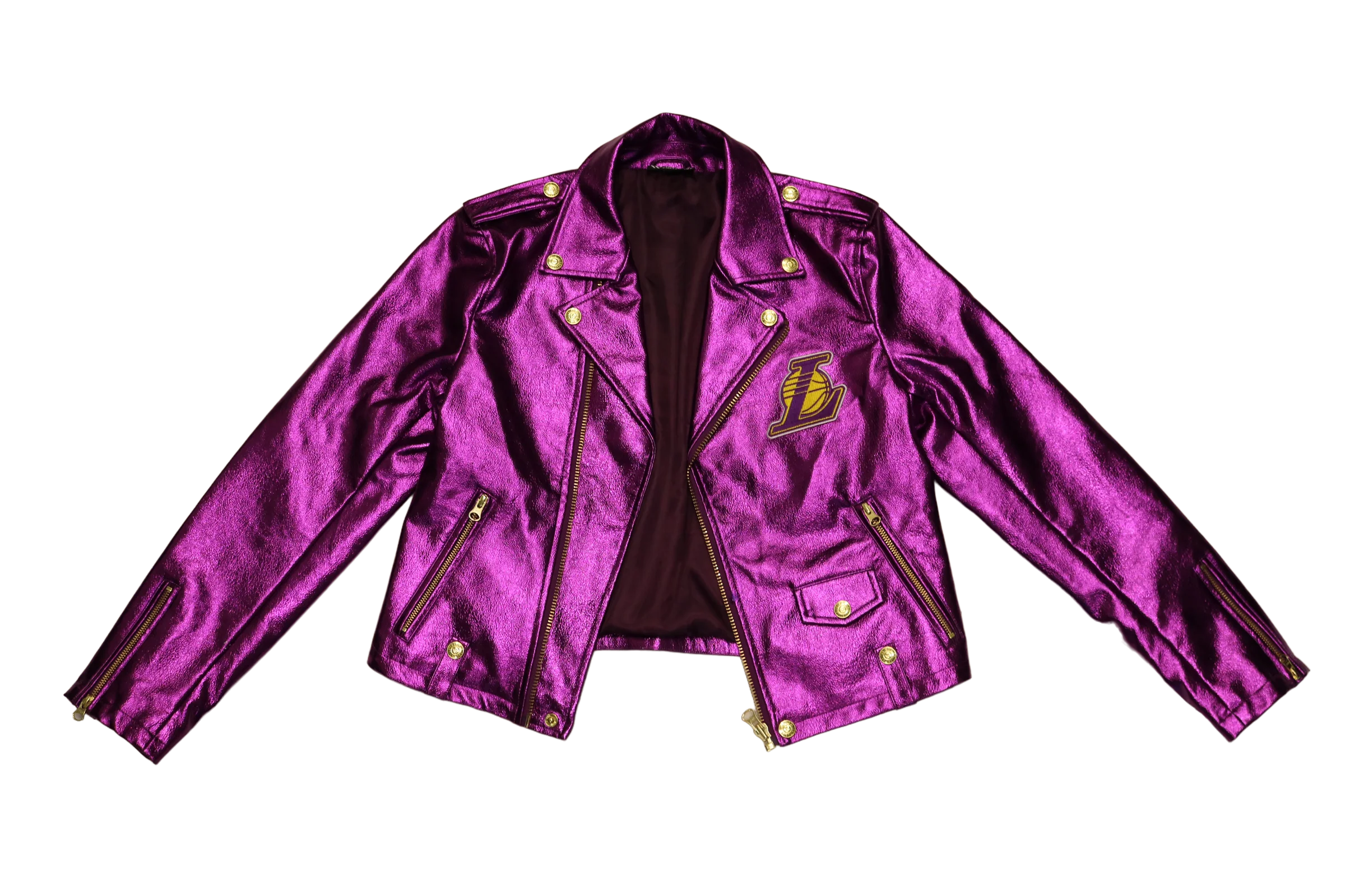 Lakers x WC Purple Faux Leather Jacket